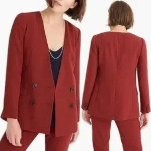 J. Crew 365 French Girl Blazer in 365 Crepe Collarless Maroon Jacket Size 2P